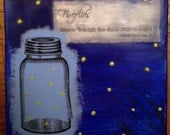 6 x 6 Original Encaustic Painting/Collage, "Fireflies"
