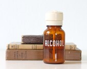 Vintage Amber Alcohol Bottle - Doctor's Office Alcohol Dispenser
