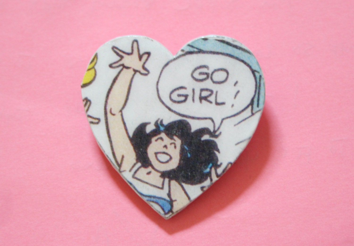 Go Girl Comic Heart Brooch
