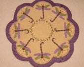 Dragonflies Candle Mat/Penny Rug Pattern with Wool Kit