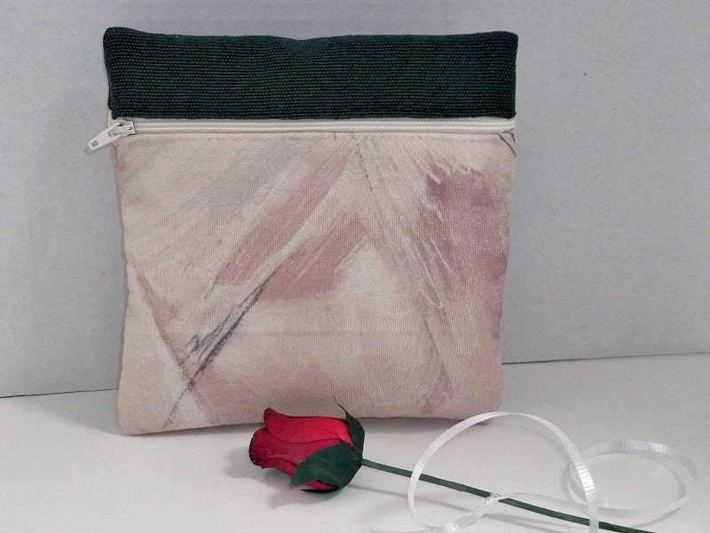 Cute Makeup Bag . Cute Makeup Organizer , Cosmetic Bag , Brush Strokes Clutch , Purse Organizer , Seaside Bag