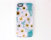 White Daisy  IPhone 4, 4s Case or  IPhone 5 Case,  Flower  Case, Women's Accessory, Original Photograph, Made to Order, Turquoise