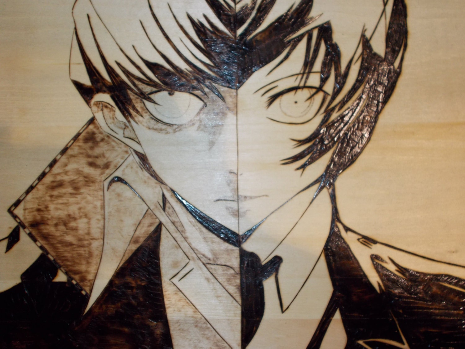 Persona 3 and Persona 4 Protagonists woodburning