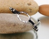 Karma Bracelet - Black Macrame with Sterling Silver Karma Circle Bead Bracelet - KTBL