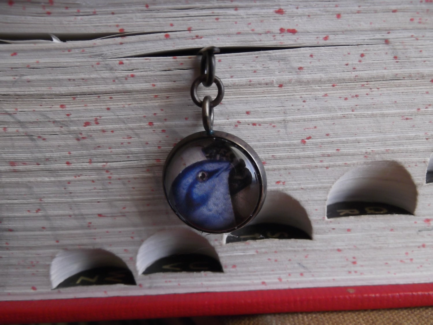 Feather Bookmark with Blue Bird Charm