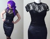 Greaser Girl satin lace wiggle rockabilly dress - handmade to order - smarmyclothes punk pinup retro