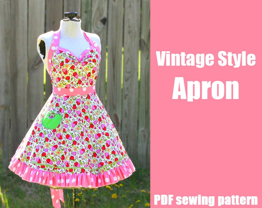Vintage Style Retro Apron - Printable PDF Pattern