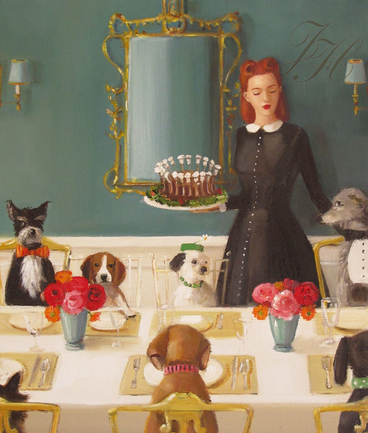Miss Moon Was A Dog Governess.  Lesson Four:  A Well- Mannered Dog Is A Well- Bred Dog.  Art Print