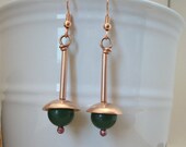 Green aventurine and copper dangle earrings - copper jewelry - copper earrings