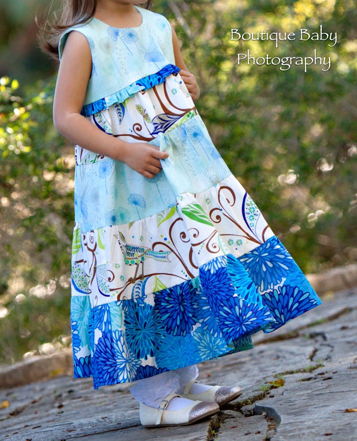 Tiered Maxi Dress, Party Dress, Blue Fields, Sizes 5, 6