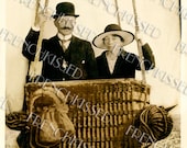 Instant Download PARIS Couple in Fake Hot Air Balloon Unique French Souvenir postcard Digital Scan