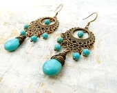 Gypsy Chandelier earrings Robins egg blue turquoise earrings Boho Bohemian earrings Jewelry