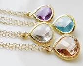 Bridesmaid Necklace, Gold or Silver, pick your color, simple drop necklace - bridal discount available