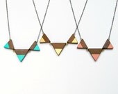 3 spikes - wood, antique brass chain and a touch of color