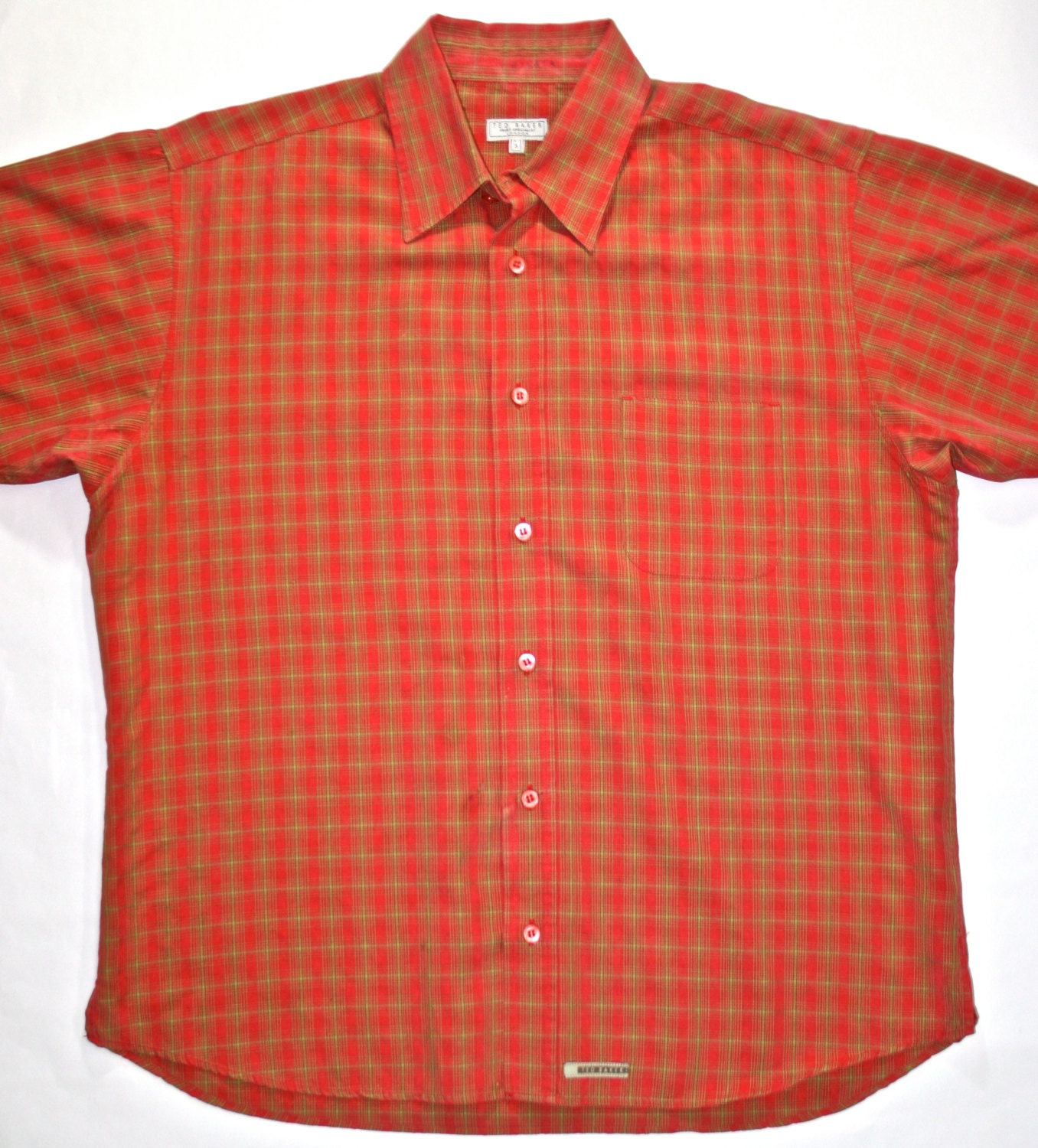 Vintage Ted Baker Mens Red Button Up Shirt