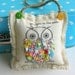 Owl Doorhanger, Owl Door Hanger, Owl Ornament, Fabric Scrap Owl, Door knob hanger, Ruffle Owl, Love you to the moon  No. 221