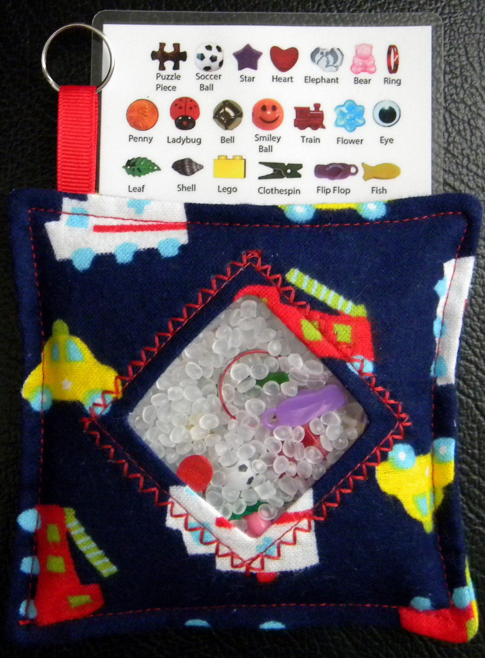 I Spy Bag - Mini with SEWN Word List and Detachable PICTURE LIST- Rescue Cars