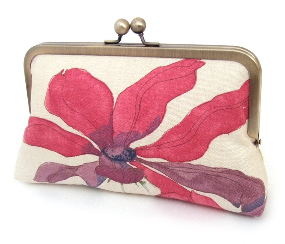 Cosmos clutch bag : handmade silk-lined purse / wedding accessory / bridesmaid gift