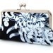 Navy chrysanthemum clutch bag, silk purse, blue and white, wedding accessory, bridesmaid gift, designed and handmade by Red Ruby Rose