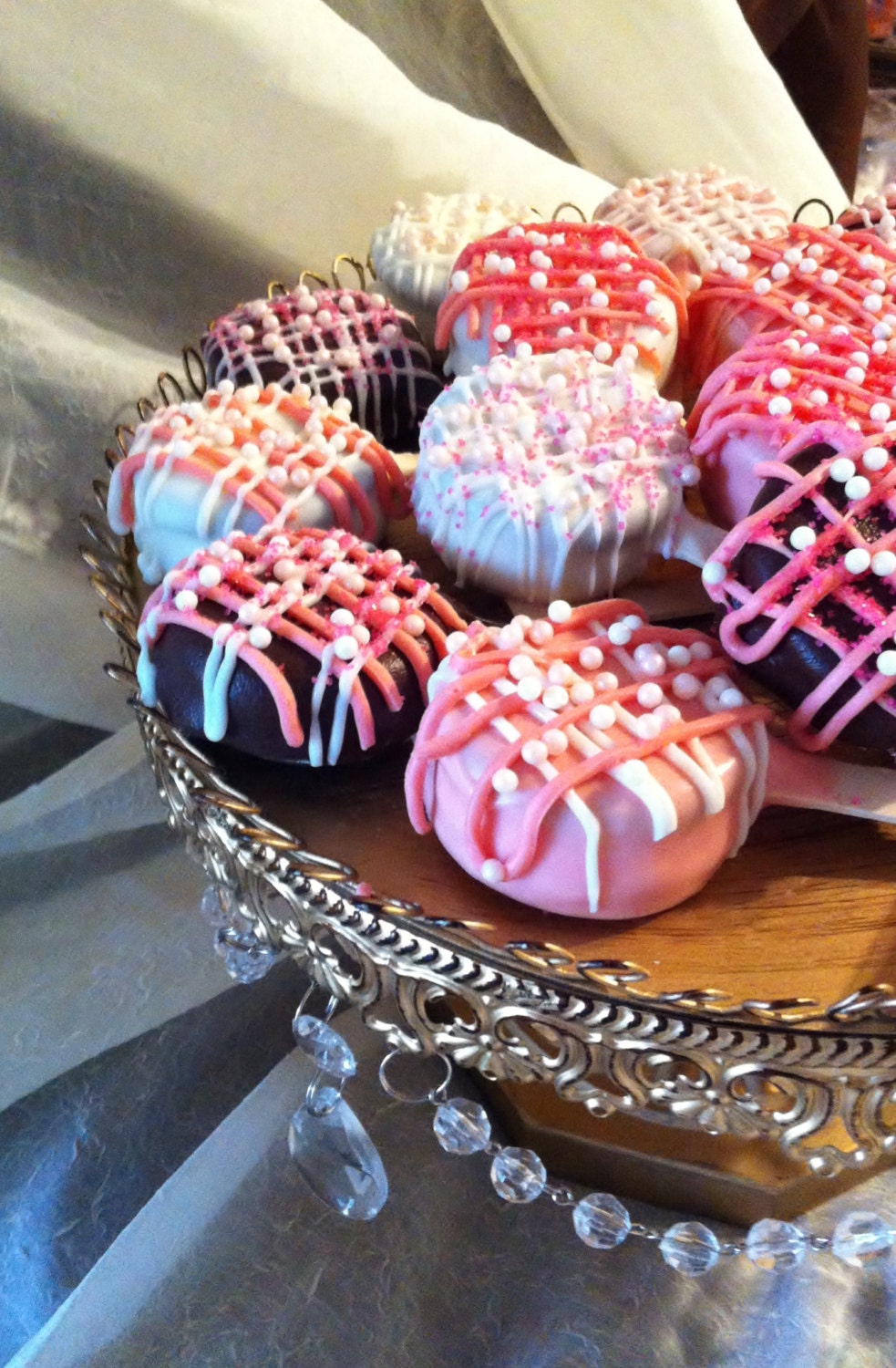 12 PEARL PRINCESS Chocolate Double Dipped Oreo Cookies - Girl, Wedding, Party Favor, Shower, Christening, Valentines, Mothers Day