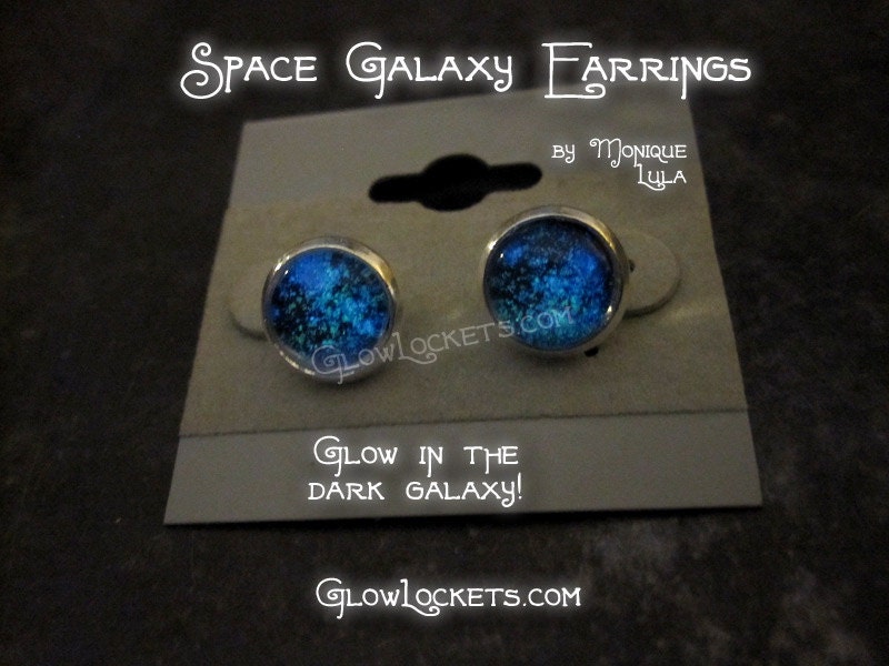 Outer Space Galaxy Glow Stud Earrings Nebula Constellation Astronomy Astrology