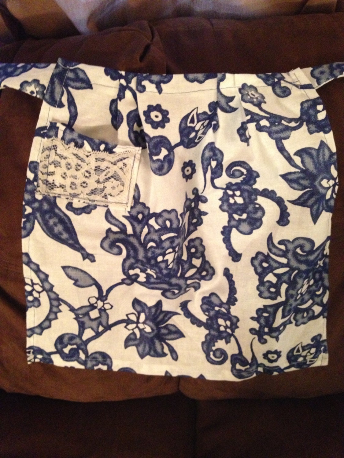 Upcycled shower-curtain-turned-apron