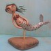 Turquoise and Silver Folk Art Mermaid Sculpture
