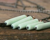 Pale mint green glass tubes gunmetal necklace statement Seven jewelry