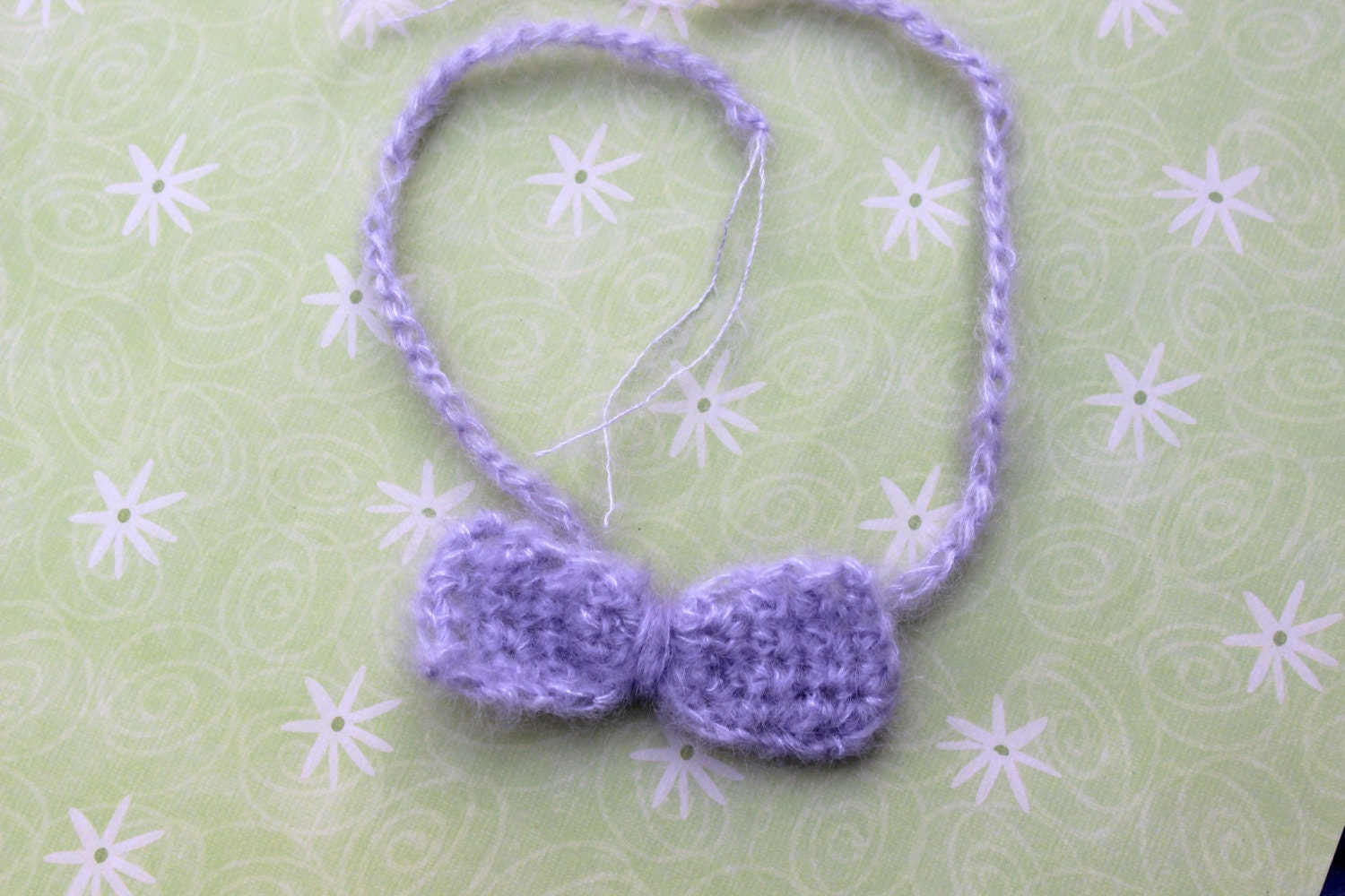 Custom Newborn Lavender Mohair Crocheted Bow Headband Tieback