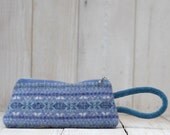 Recycled Sweater Wristlet in Blue Fair Isle