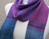 Shades of Purple with Purple with Green Handwoven Narrow Scarf