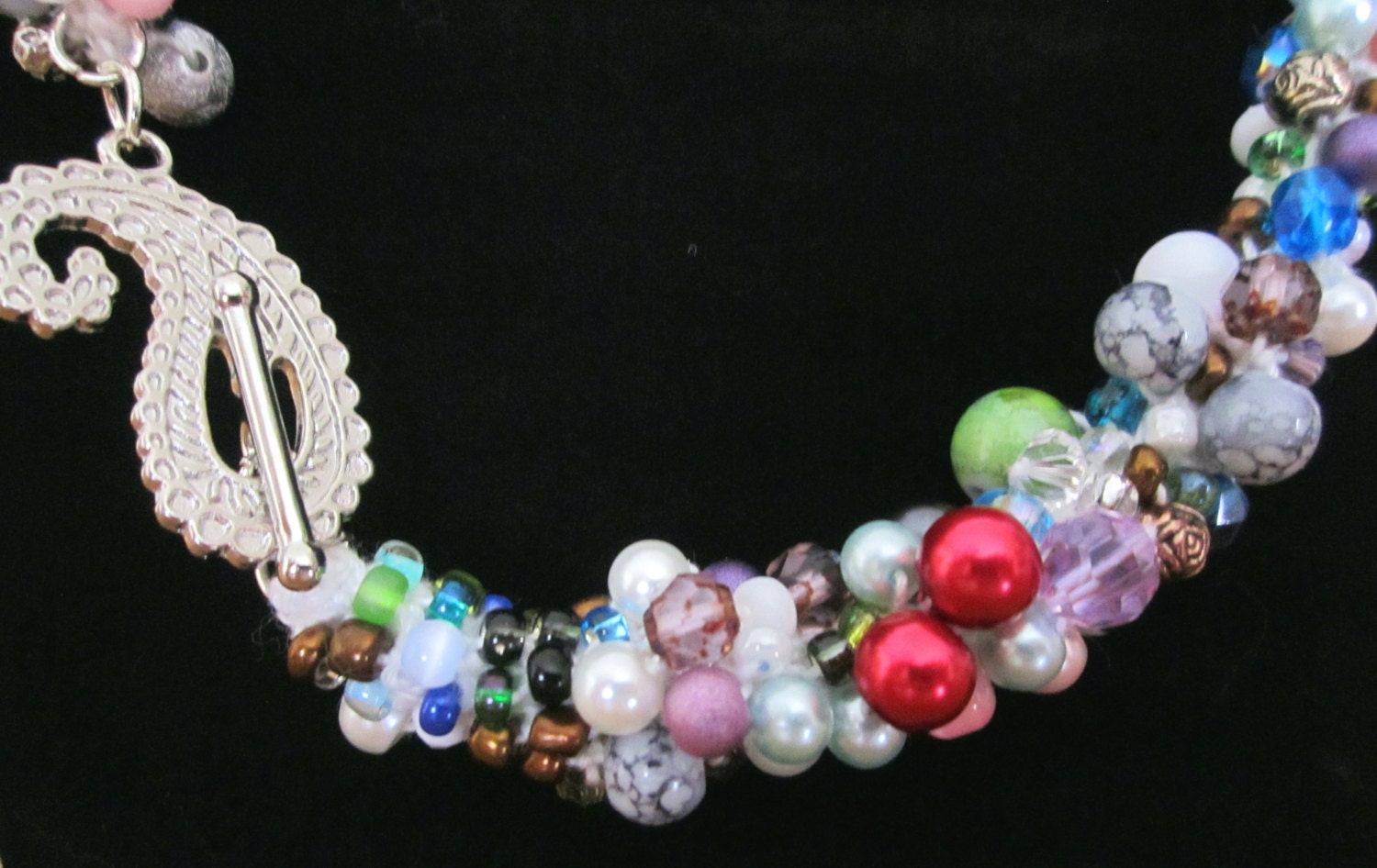 Chunky Beaded Crochet Necklace - OOAK