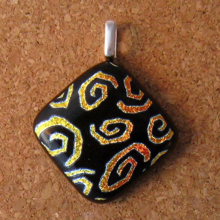 Geometric Dichroic Pendant Fused Glass Jewelry Glass Pendant Glass Jewelry