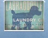 Labradoodle laundry company laundry room artwork giclee archival signed artists print 12 x 16