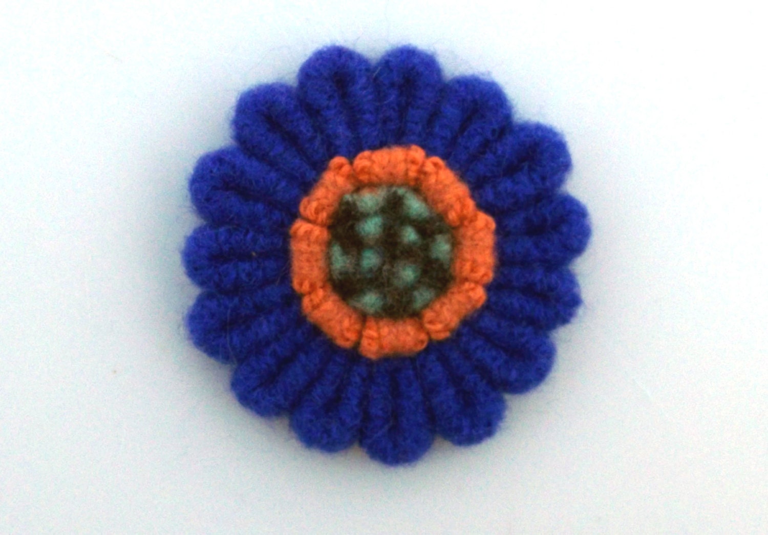 Royal Blue  Blossom Pin Upcycled Wool