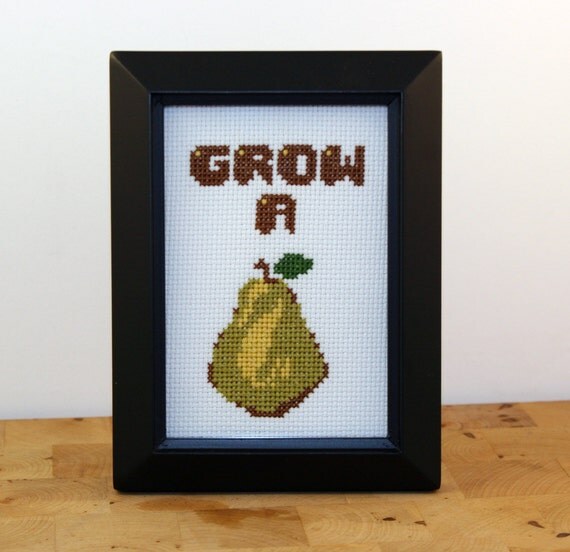 Grow a Pair - Framed Cross Stitch