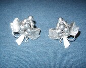 925 Sterling Silver Grape Design Clip-on Earrings Mexico TG-109 29.5 grams