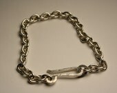Heavy Sterling Silver Chain Bracelet Hand Forged Clasp