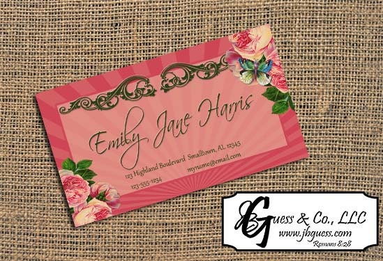 Vintage Victorian Pink Printable Business Card Calling Card