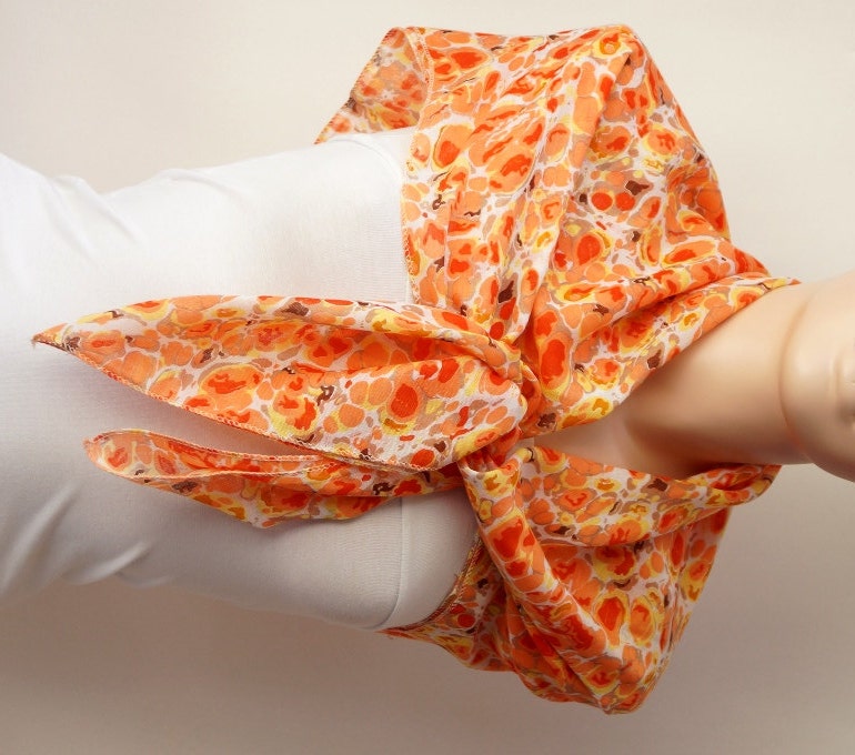 Cotton Scarf, Winter Accessories, Orange Spring Scarf