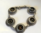 Typewriter Key Jewelry, Bracelet.  XO, Hugs and Kisses,  Retro. Recycyled. Reclaimed. Vintage. Custom Orders Welcome.