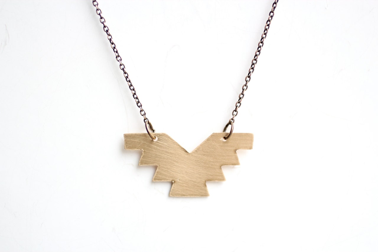 Minimalist Geometric Brass Phoenix Necklace