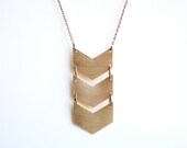 Geometric Gold Triple Chevron Brass Necklace