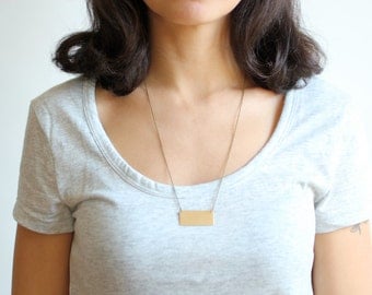 Minimalist Geometric Brass Bar Necklace