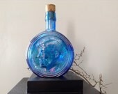 VINTAGE GLASS ...two bottles - cobalt aqua glass- presidents quotes- made in USA
