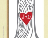 Love - Anniversary - Carved Heart with Your Initials - Custom Card