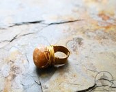 Butterscotch Jade Stone Adjustable Ring