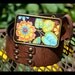 The Norma Belt - Leather Belt with Turquoise, Lime and Orange Flower Buckle