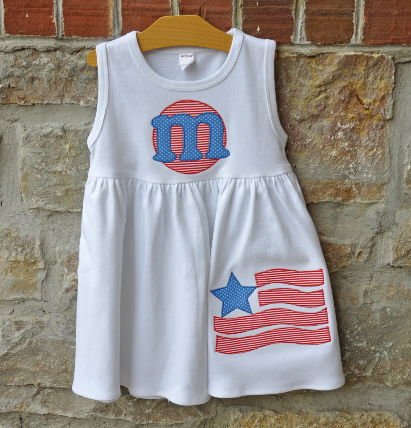 Festive Flag -  Monogram Personalized Dress - 12m-8 years  - Julianne Originals