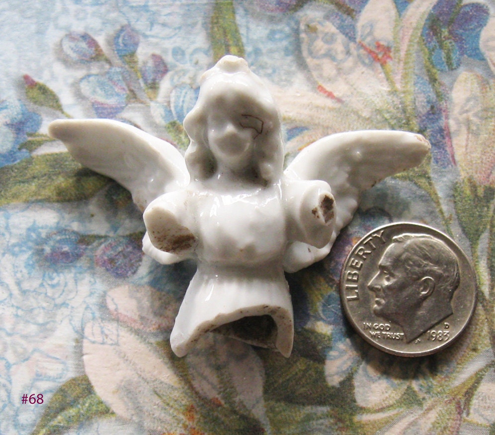 Antique Doll Part German Frozen Charlotte Cemetery Angel Statue Fragment for Diy Relic Art Shrine Assemblage